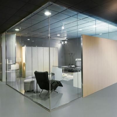 Interior Room Divider Aluminum Frame Tempered Glass Office Partition Wall