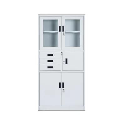 4 Door Detachable Metal Office Lcoker Filing Cabinets Cupboard with 4 Adjustable Shelves and Drawers