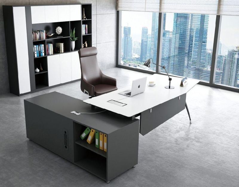 Modern Brief Style Director Office Executive Manager Table with Aluminum Legs