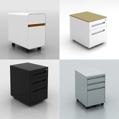 Office Vertical Durable Lockable Mobile 3 Drawer Steel Fixed Pedestal Cabinet