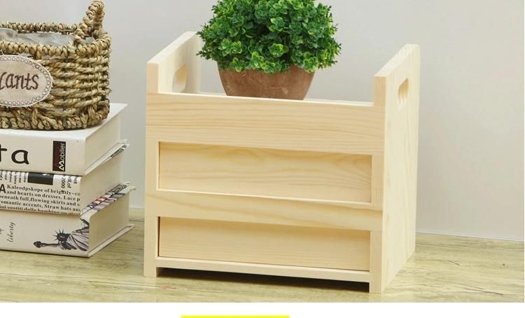 2 Drawer Kitchenware Unfinished Wood Storage Box Mini Cabinets Lattice