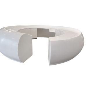 Glossy Hotel White Acrylic Service Desk Artificial Stone Reception Desk Company Service Desk