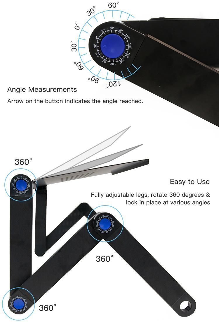 Factory Wholesale Competitive Price Portable Notebook PC Adjustable Standing Foldable Desk