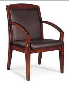 Reception Wooden Frame 4 Legs PU Guest Hotel Visitor Chair with Arm