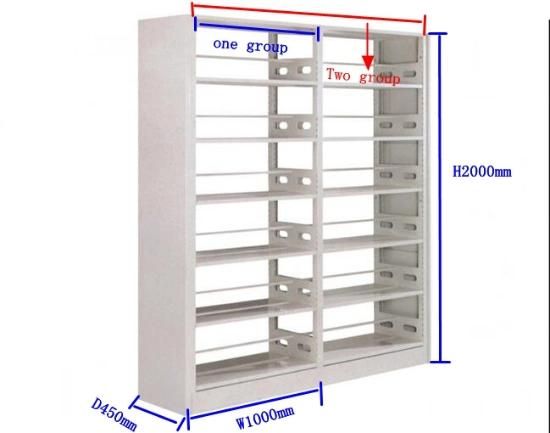 Fas-064 Universal Library Furniture Double Side Bookcase Metal Book Shelf