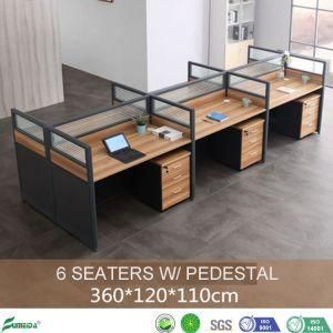 Contemporary Office Cubicles Factory Wholesale Modular 6 Person Office Cubicle Customized Office Workstation with Mobile Three Drawer (AP-E06P)