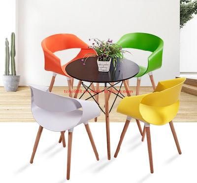 Popular Office Waiting Room Coffee Table Set Modern Wooden Round Dining Table with Chair