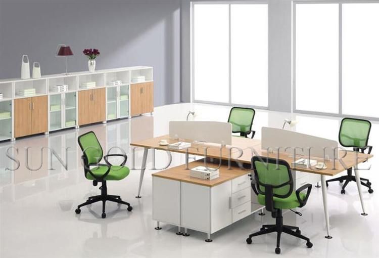 4-Seats Wooden Top and Steel Frame Office Workstation (SZ-WS131)
