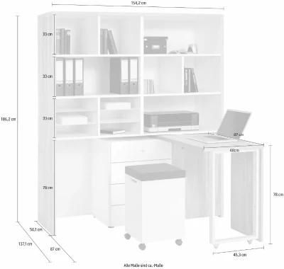 Simple Home Computer Desk Laptop Integrated Bookshelf