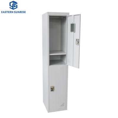 Two Tier Locker Steel 2 Door Cabinet with Double Lock Padlock &amp; Keylock