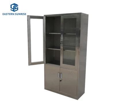 Swing Half Glass Door Office Stainless Steel Cabinets Medicine Cabinet