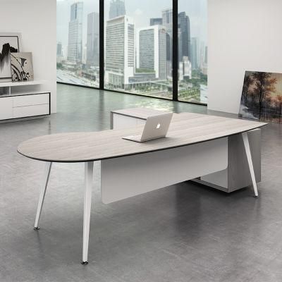 P Shape Semi Circle Curved Oval Unique Metal Bases CEO Executive Writing Office Table Desk for Boss Office Desks