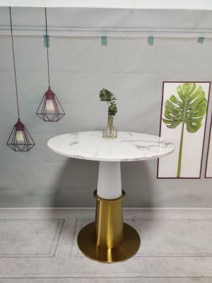 Modern Stainless Steel Gold Marble Coffee Table Side Table