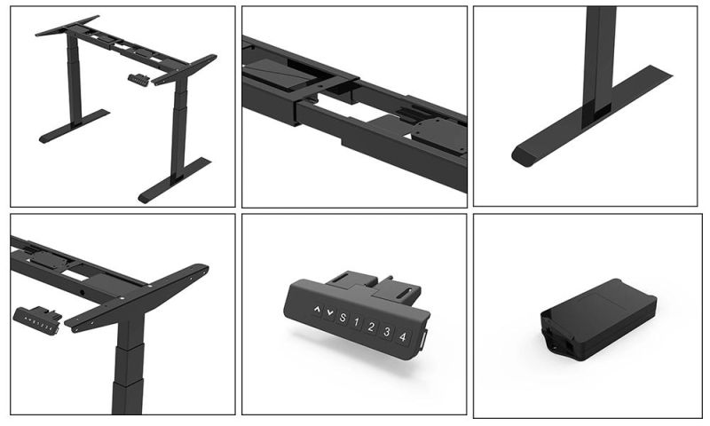 Commercial Office Furniture Motorized Dual Motor 3 Stages Lifting Column Legs SPCC Sit-Stand Desk Frame Electric Height Adjustable Office Computer Table