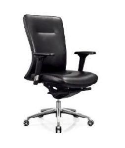 Black Synthetic Leather PP Armrest Aluminium Alloy Base PU Swivel Chair