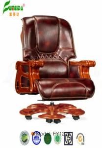 Swivel Leather Executive Office Chair with Solid Wood Foot (FY1222)