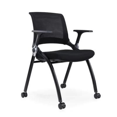 Cheap Price Modern Black Mesh Office Training Chair with Swivel Table