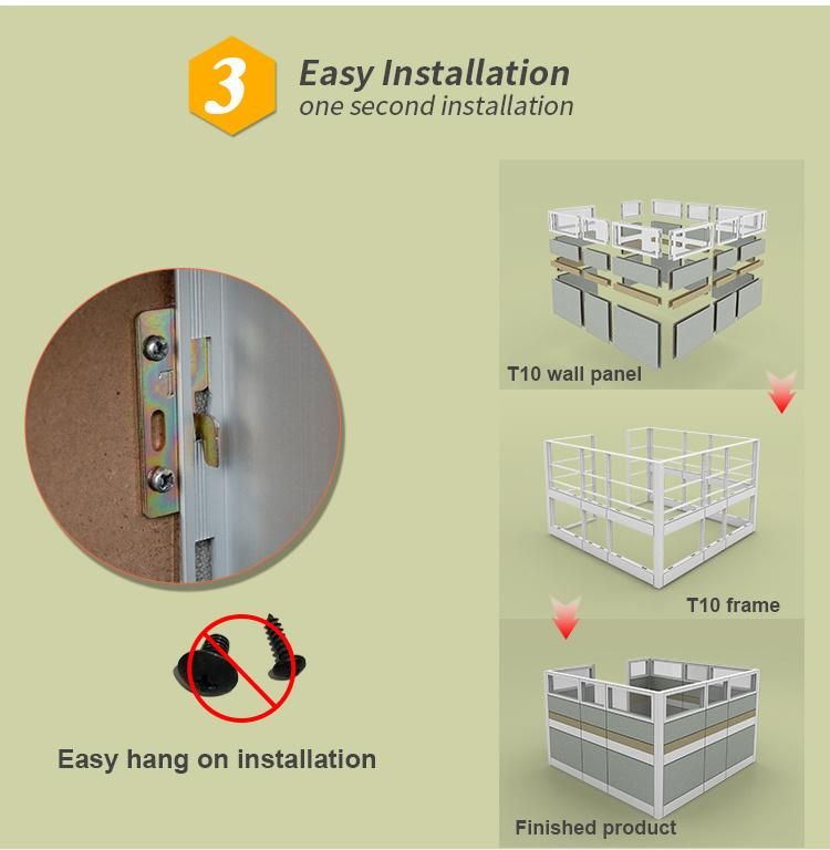 Used American Power Supply System 83mm Thickness Aluminum Frame Fabric Panel Standard Dimensions Soundproof Office Partition