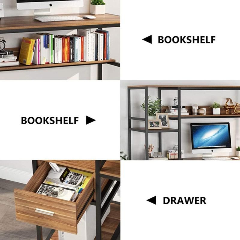 Simple Home Desk with Bookshelf and Drawer Desktop Office Computer Desk 0299