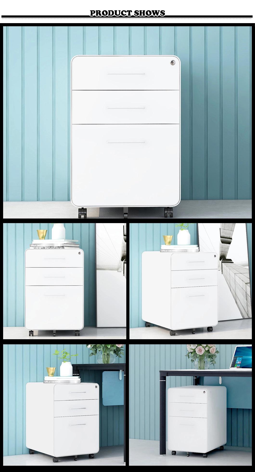 3-Drawer Mobile Vertical Filing Cabinet in White3-Drawer Mobile Vertical Filing Cabinet in White