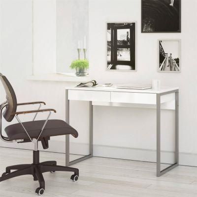 Home Corner Study Cheap Modern Wood Work White Desk with 2 Drawer