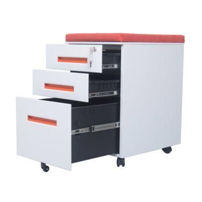 Office School Commercial Steel Lockable 3 Drawer Mobile Pedestal Cabinet