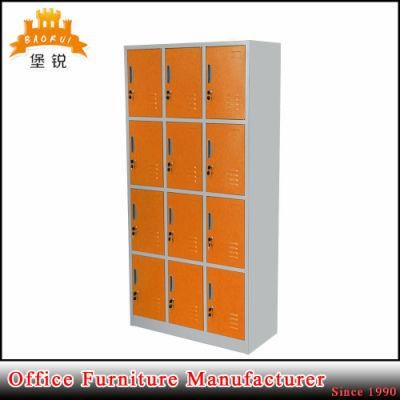 Fas-031 Powder Coated 12 Door School Clothing Cabinet Furniture Metal Locker