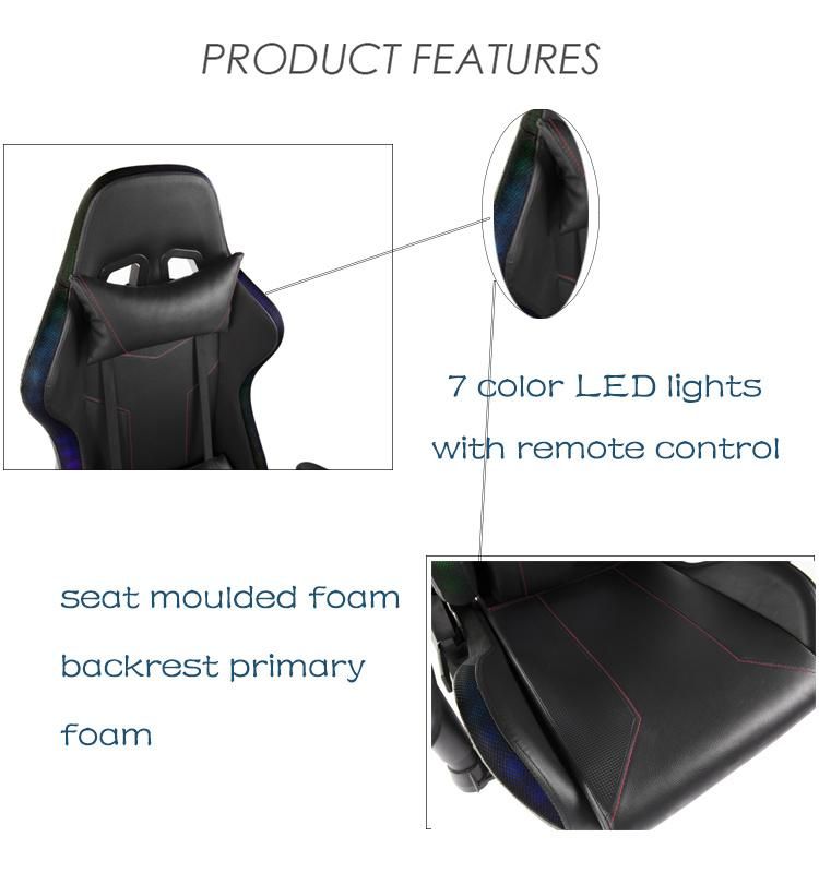 Wholesale Comfortable PU Gaming Chair with LED Light