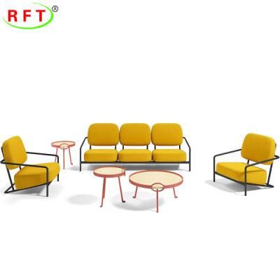 Fashion Yellow Fabric Modern Nordic Style Hotel Furniture Commercial Office Sofa of Single Seater