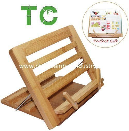 Cheap Price Adjustable Bamboo Book Stand Foldable Desktop Cookbook Stand iPad Holder