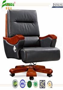 Swivel Leather Executive Office Chair with Solid Wood Foot (FY1205)