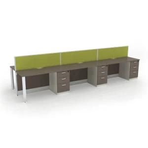 Call Center Aluminum Office Cubicle Shape Desk for 6 Person