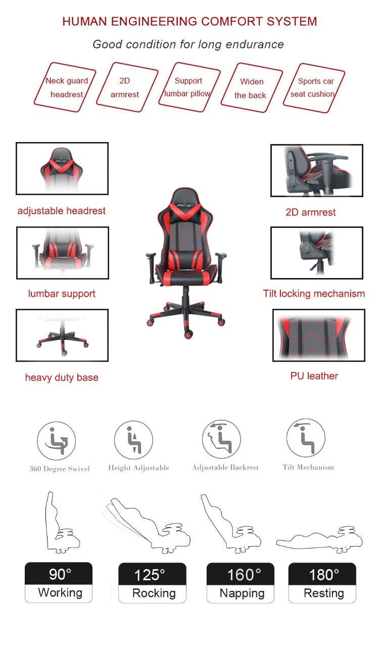 High Quality PU Cover E-Sport Ergonomic Gaming Chair