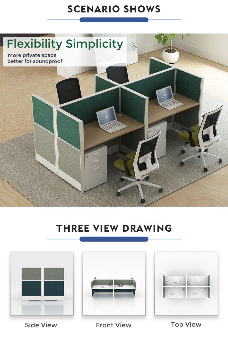 Foshan Manufacturer High Quality Office Furniture Aluminium 4 Seater Staff Workstation