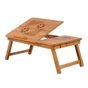 Multifunction Computer Monitor Riser Stand with Pull-out Bamboo Drawer