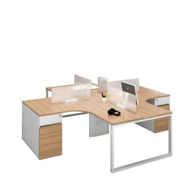 Modern Elegant Office Partition Furniture Wooden Cubicle 4 Seater Workstation