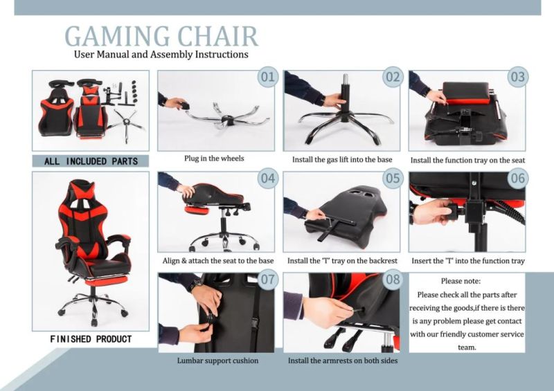 Ergonomic Leather Office Racing PC Computer Gaming Chair with Footrest