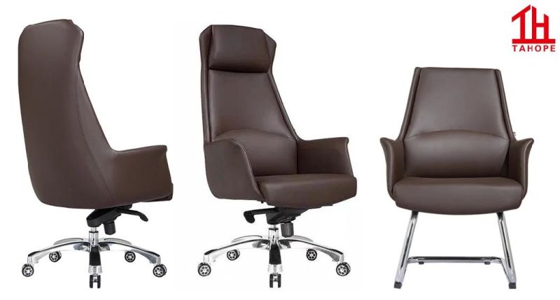 Ergonomic Bend Wood Furniture Adjustable Recliner Leather Office CEO Executive Chair