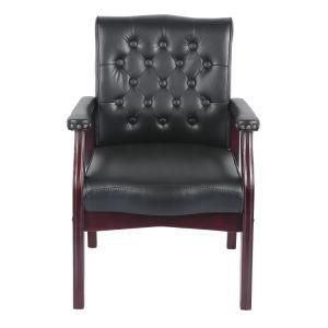Traditional Stacking Guest Chair with Leather Upholstered