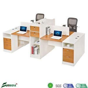 4-Seats Wooden Office Workstation with Drawer