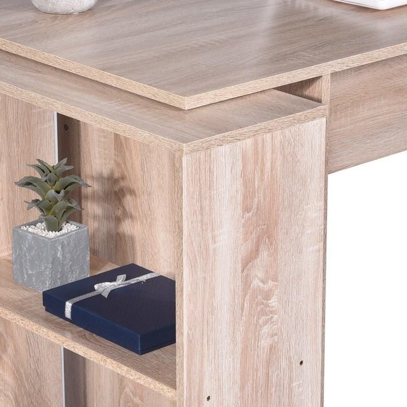 Porch & Den Ruth Office Computer Writing Desk with Shelves and Wheels
