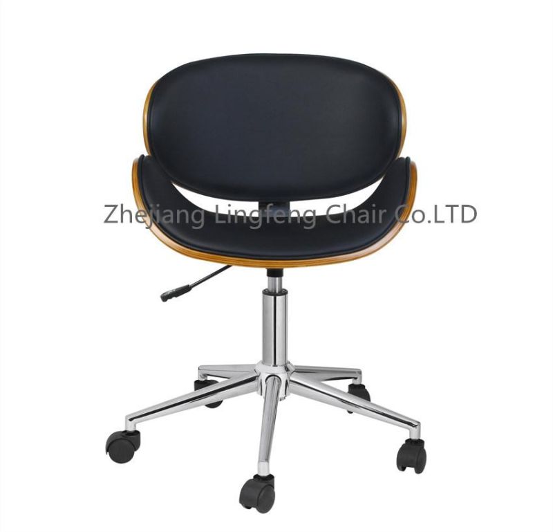 Leather Wooden Bentwood Office School Visitor Training Chair