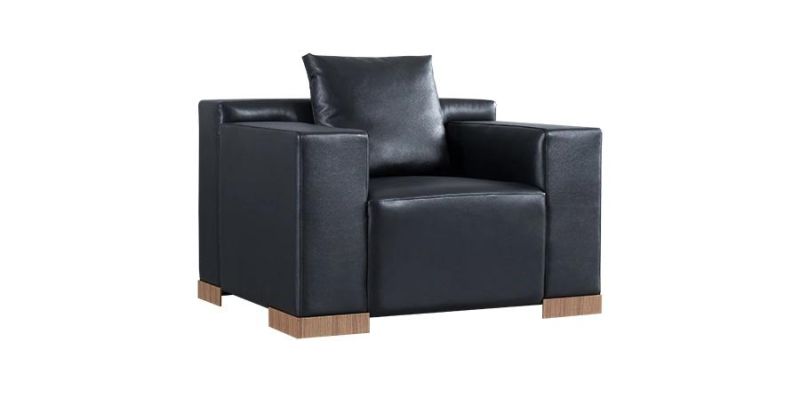 Heavy Duty Big Size Black Genuine Leather Office Sofa Set