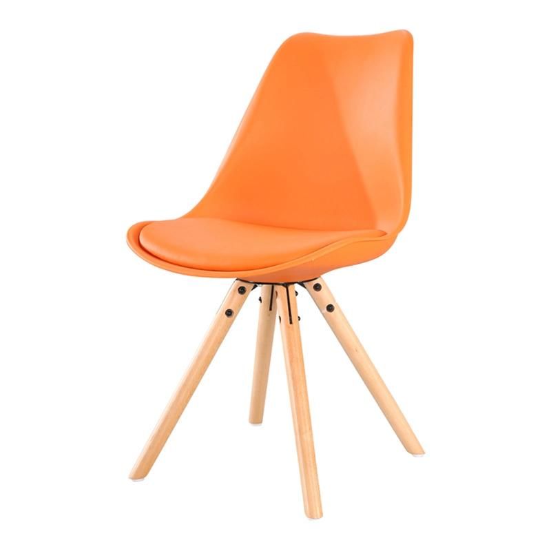 Factory Direct Sale Cheap High Back Orange PU Leather Plastic Chairs with Cushion