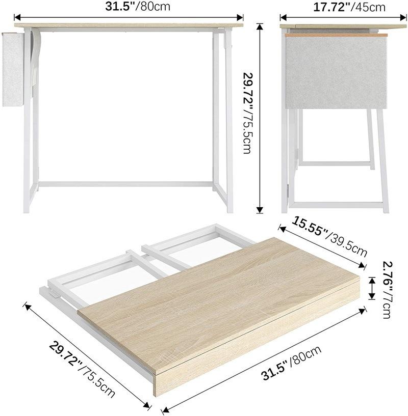 Wooden Foldable Computer Desk with Storage