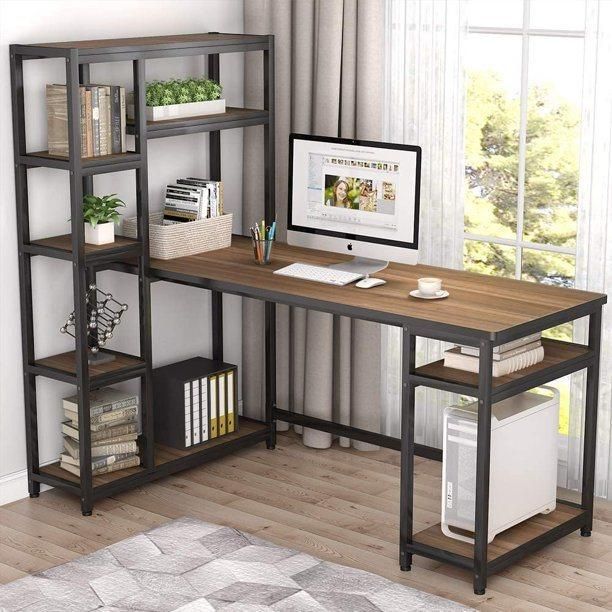 Simple and Modern Indoor Desktop Bookshelf Combination Computer Desk 0302