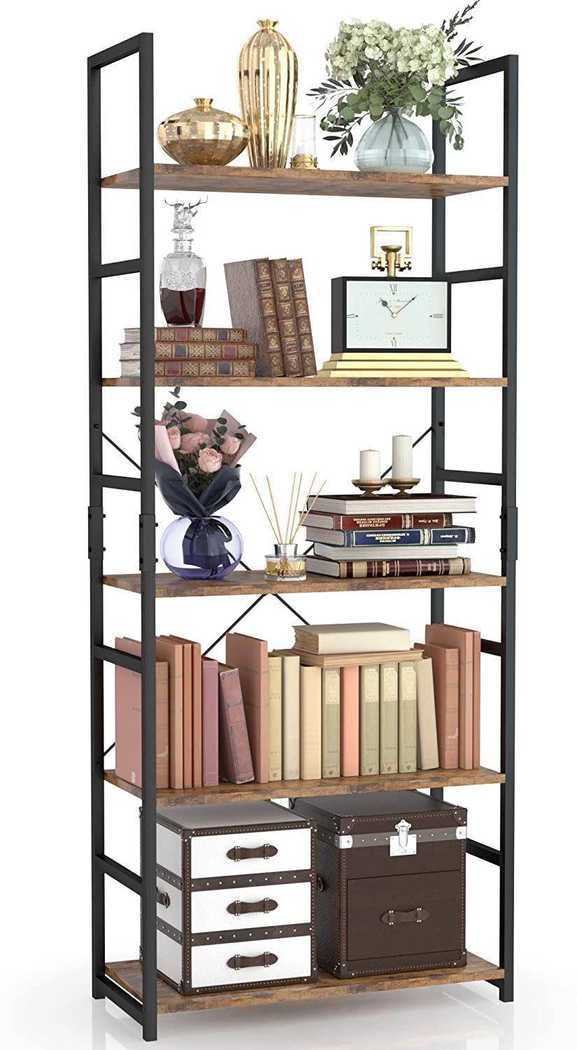 Modern 5 Tier Bookshelf Bookcase Shelf Storage for Living Room Home Office