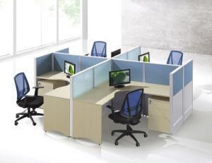 Frosted Glass Modular Office Landing Screen Partition 4 Seaters Workstation