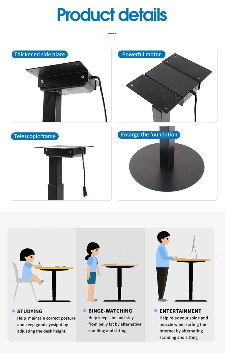 Ergonomic Adjustable Height Computer Table Commercial Mechanism Electric Motor Standing Desk