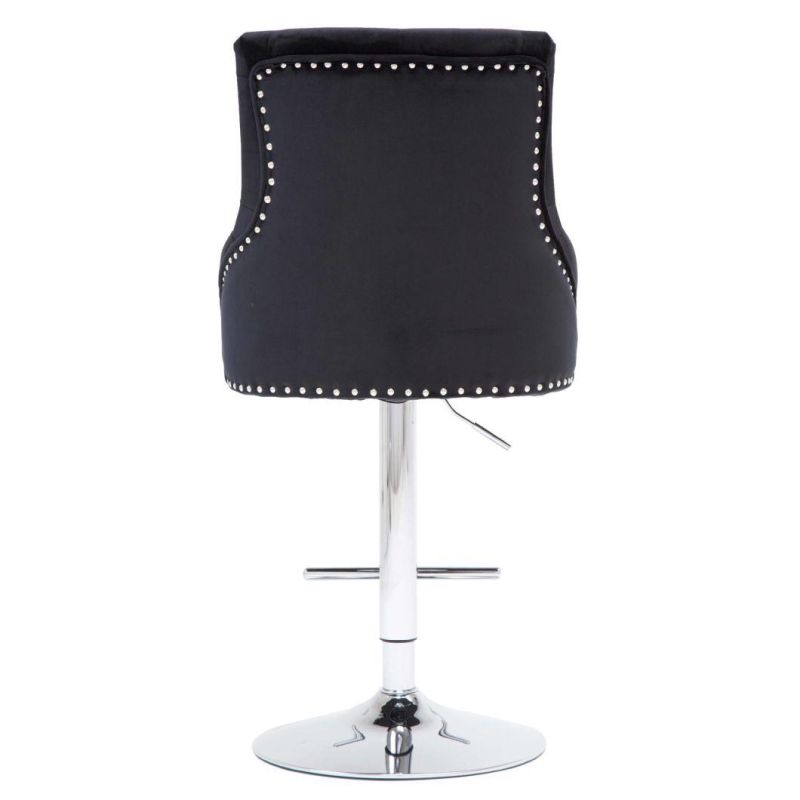 Black Fabric Swivel Bar Chair Leisure Lounge Chair with Footrest